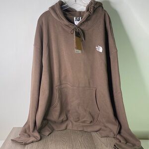 NWT The North Face Brown Men's 2XL Oversized Pullover Hoodie White Logo - 1380
